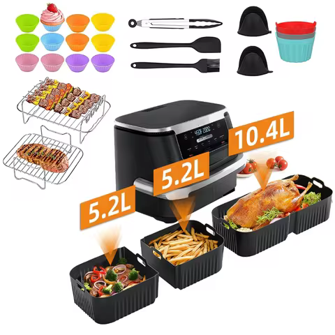 3 Large Silicone Air Fryer Molds for Ninja Foodi FlexDrawer AF500EU 10.4L/COSORI Dual Blaze TwinFry 