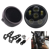 ไฟหน้ามอเตอร์ไซค์5.75นิ้ว40W พร้อมที่เก็บของ1ชุดสำหรับรถจักรยานยนต์ Harley-Davidson suziki Sportster