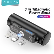 KUULAA Magnetic Power Bank 3000mAh Mini Magnet Type C Charger PowerBank For Xiaomi Emergency Mobile Portable Magnetic External Battery Magnetic iPhone Charger Compatible with iPhone 14/14 Pro Max/13/13 Pro Max/12/12 Pro Max/11 Pro/XS Max/XR/X/8/7/6/Plus