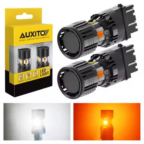 AUXITO 2Pcs 3157 LED Turn Signal Dual Color Bulb No Hyper Flash Canbus Error Free T25 3157 LED Amber