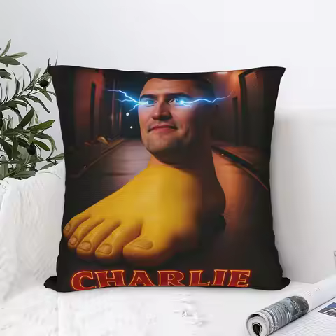 Charlie Kirk Giant Foot Funny Italian Brainrot Meme Pillow Case Soft Pillow Cover Trendy Cushion Cov