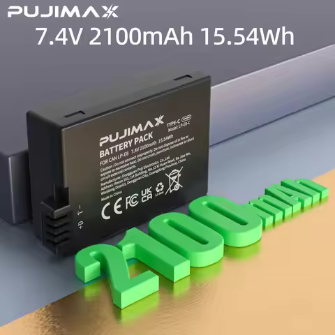 PUJIMAX 2100mAh LP-E8 Type C Charging Camera Battery for Canon EOS 550D 600D 650D 700D Kiss X4 X5 X6