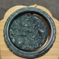 危地馬拉藍水翡翠手鐲+鐲心龍牌（LSF.163）