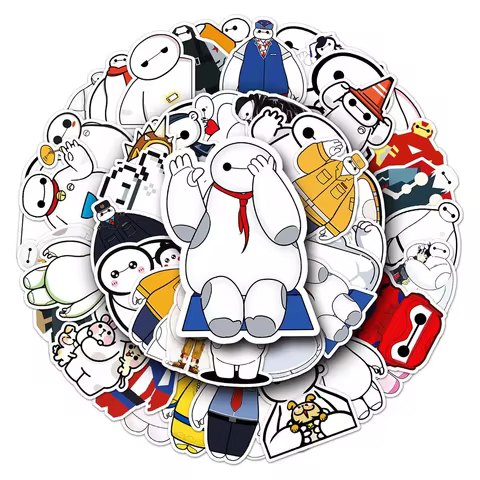 50pcs Disney Movie Big Hero 6 Stickers Kawaii Baymax Graffiti Sticker Phone Water Bottle Luggage Cut