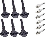 ENA Ignition Coil Pack and Platinum Spark Plug Set of 6 Compatible with Porsche 1999 2000 2001 911 3