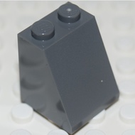 [1 Piece] LEGO Bricks and Tiles 2x2x2 Slope 65 Dark Gray ID 4234534 3678