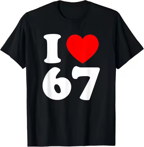 100%Cotton Androgynous Styl I Love 67 Year Old 67th Birthday Party Anniversary Retro 80s T-Shirt Top