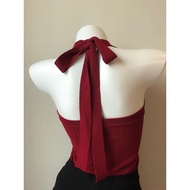 Ice Silk Camisole - Wine Red Hong Kong Style for Warm Weather | Slim Fit Halter Neck Women’s Top