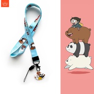 J· We Bare Bears Lanyard Cartoon Hanging Rope ID Card Strap Name Tags Neck Straps Mobile Phone Keychain