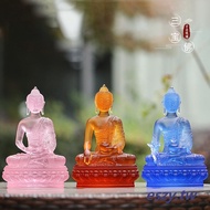 Boutique~glazed Three Treasures Buddha Tantric Sakyamuni Buddha Amitabha Medicine Buddha Ornaments Buddha Statues Home Buddha Hall Worship