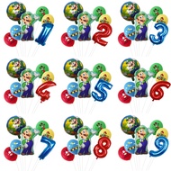 NEW 7pcs Super Mario Balloons Children 1 2 3 4 6 7 8 9 Years Old Birthday Party Decoration Cartoon Mario Luigi Mylar Kids Toys