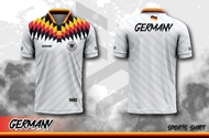 เสื้อพิมพ์ลาย ยอดฮิต ลายทีมชาติ เยอรมัน ย้อนยุค สีขาว Germany