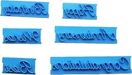 6Pcs Blue Cake Words Stamp Handwriting Letter Print Fondant Stamps Bakery Supplies for DIY Baking Us