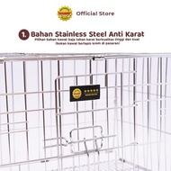 OCTAGON KANDANG LIPAT STAINLESS STEEL 2 PINTU ANJING KUCING KELINCI HEWAN BESI ANTI KARAT BESAR KECI