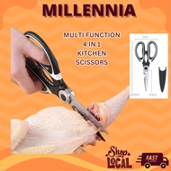 Multi-Function 4 in1 Stainless Steel 3cr13 Kitchen Scissors For Scrape Fish Scales Cut Chicken Feet 