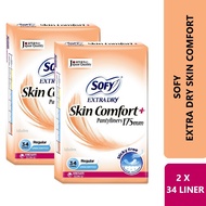 [ Bundle of 2 Packs] Sofy Extra Dry Skin Comfort Pantyliners - Unscented 175mm (34's)
