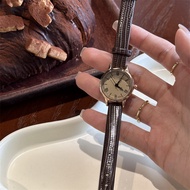 hadiah perempuan jam tangan perempuan Jam tangan kuarza gaya retro sederhana Perancis Nordic jam tan