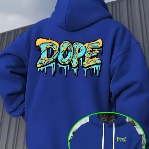 Front Back Drip Graffiti DOPE Letter Hoodie Sweatshirt Autumn Winter American Hip Hop Korean Streetw