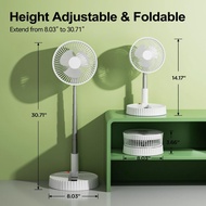 Portable Foldable Standing Rechargeable Fan Adjustable Height 7200mAh USB-C Battery Desktop Desk Fan