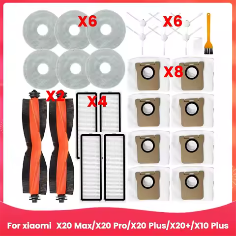 A66T For Xiaomi X20 Max, X20 Pro, X20 Plus, X20+, X10 Plus Robot Vacuum Parts Main Side Brush HEPA F