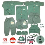 HIJAU 8in1 Baby Girl Boy Clothes 0 6 Months Suit Kids Hat Bonet Gloves Foot Baby Gift Gift Set Hampers Olive Green