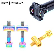 RISK Bicycle 2Pcs Bike Seat Post Fixed Bolts Titanium Alloy M5 Bicycle Seatpost Saddle Fixed Screws