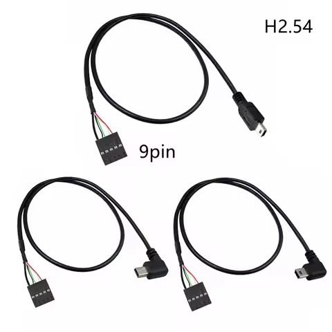 90° Angled USB 2.0 Mini Micro 5Pin Male to 9Pin Female H 2.54 USB header PCB motherboard cable