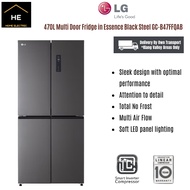 LG 470L Inverter Multi Door 4 Door Fridge Refrigerator in Essense Black Steel  GC-B47FFQAB Peti Seju