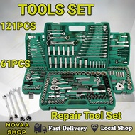 REAIM Heavy-Duty Tool Set 61/121 Pcs - Socket Wrench Repair Kit with Storage Box, Torque Wrench