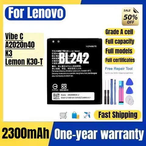 BL242 for Lenovo Vibe C/A2020n40/K3/Lemon K30-T Mobile Phone Battery High Quality Replacement Bateri