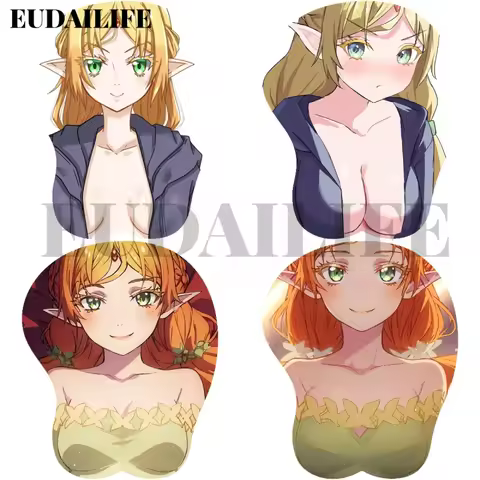 Isekai Ojisan Tsundere Elf Sui Elga 3D Mousepad Hand Wrist Rest Mouse Pad Mousepad Silicone Oppai So