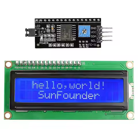 LCD1602+I2C 1602 16x2 1602A Blue/Green screen HD44780 Character LCD /w IIC/I2C Serial Interface Adap