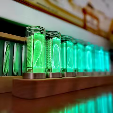 Luxury Nixie Tube Clock Wood Led Digital Watch Table Glow Tube Clock Alarm Desktop Electronic Lamp C