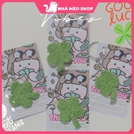 Handmade wool keychain, phone strap, 4-leaf clover-shaped collectbook hanger