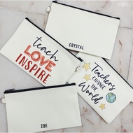 SG SELLER - Teachers Day Personalized and Customized Cotton Canvas Zipper Pouch Pencil Pouch Travel 