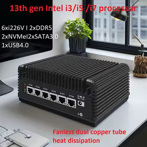 Topton NAS Mini PC Fanless 13th Gen Intel i7 1355U i5 1235U i3 1315U 6xi226-V 2.5G USB4.0 DDR5 Firew