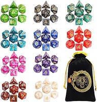 CiaraQ Polyhedral Dice Set with a Big Black Drawstring Pouch, 10 Complete Dice Sets（70 Pieces） of D4