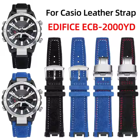 Cowhide Leather Strap For Casio Edifice ECB-2000 ECB2000YD/HR/PB EFS-S641 Men sporty Watch Band Repl
