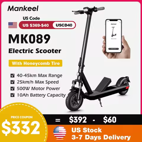 Mankeel MK089 Electric Scooter 500W 48V 10.4Ah E-Scooter 40km/h Speed 40-45km Range 10'' Tires Folda