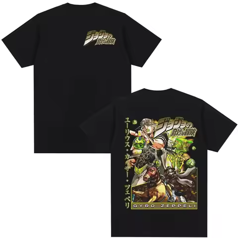 Anime Jojo 7 Steel Ball Run Charlie Kirk & Gyro Zeppeli Graphic 100%Cotton Unisex Shirt 2026 Summer 