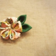 手作粉色和風絲帶花髮飾 (髮夾/髮圈/胸針)