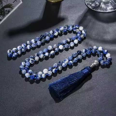 Islamic Muslim Tasbih Prayer Beads 8mm Sodalite Beads Knotted Tasbih 33 Beads Tasbih 99 Beads Jewelr