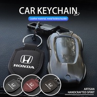 Car Key Case Pendant Leather Logo Shield Chain For Honda Fit Odyssey Legend Passport Stream City Vezel Jazz