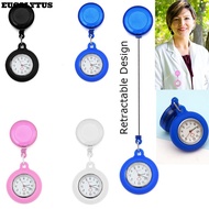 EUCALYTUSS Retractable Nurse Watch Gift Quartz Clock Clip-on Fob Watch