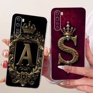 OnePlus Nord AC2001 AC2003 Cover OnePlus Nord Case Transparent Luxury Crown A-Z Letters 2D Flat Patt