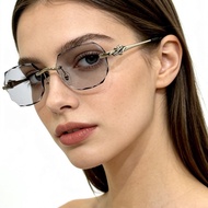 VR7W CT0679S Fashion Square Sunglasses Frameless Snake Head Sunglasses Diamond Cut Edge Sunglasses W