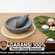 Cobek Batu Asli Original + Ulekan Munthu Muntu Asli Muntilan Merapi - 20 cm