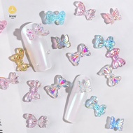 10Pcs Aurora Holographic Nail Decorations - 3D Bowknots Bear Butterfly Flowers for Manicure