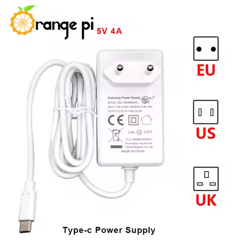 Orange Pi 5 Plus 5V 4A Power Adapter 100V-240V Type-C Power Supply EU US UK Plug Power Charger for O