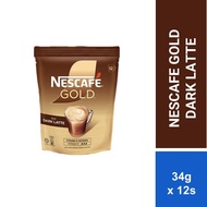 Nescafe Gold Dark Latte, Instant Coffee Mix Sticks, 12 Sachets 34g